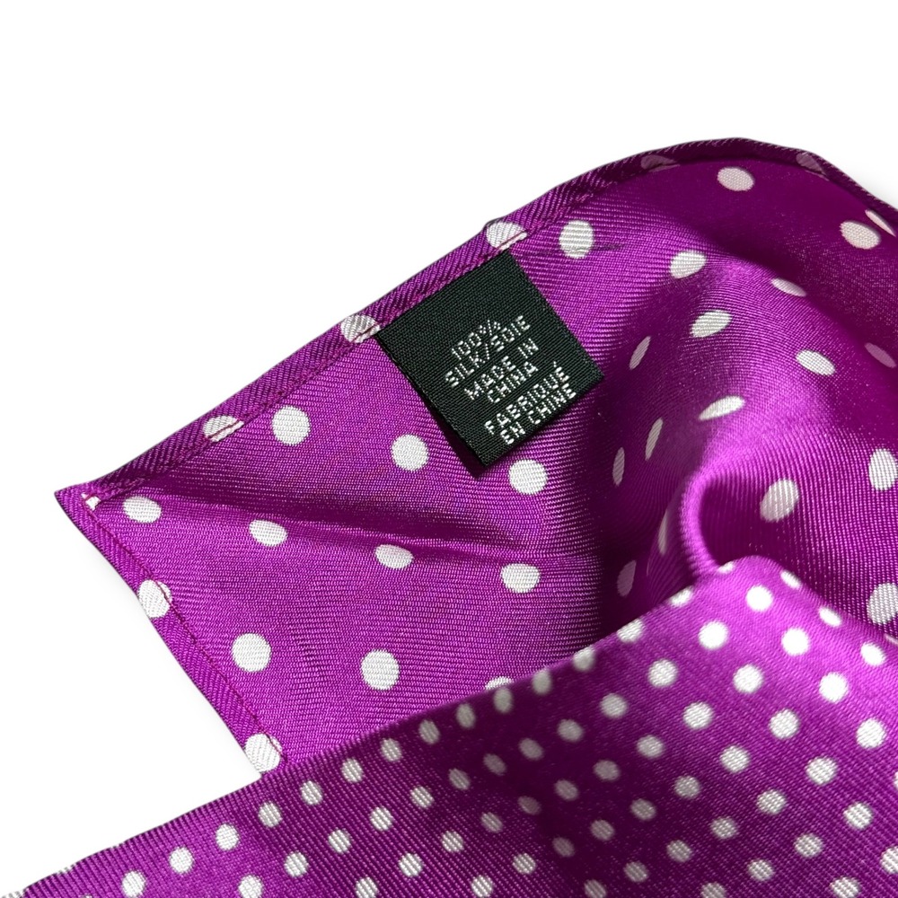 NWT Nordstrom Rack Silk Pocket Square Men's Purple White Polka Dot - Picture 5 of 7